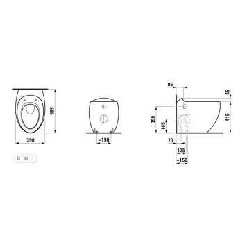 Laufen Alessi One Унитаз приставной 58.5x39x41.5см, слив универсальный, с покр. LLC, цвет: белый-2