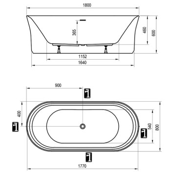 Ravak Ypsilon Ванна 180x80см, отдельностоящая, цвет: белый. XC00100026-7