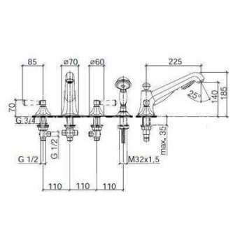 Смеситель для ванны и душа, Dornbracht, Madison Flair, цвет-хром