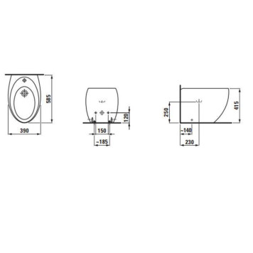 Laufen Alessi One Биде напольное 39x58.5x41.5см, с 1 отв. под смеситель, с покр. LLC, цвет: белый-3