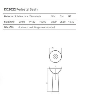 Dea Design Pedestal Basin Раковина напольная d48хh90см, цвет: smoky black-1
