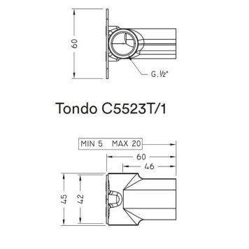 Nicolazzi Unico Встроенная часть для настенного смесителя Tondo 5523T. C5523T/1