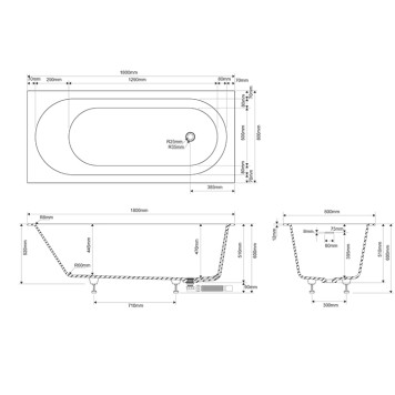 Dea Design Ease Ванна 180х80хh58см., встраиваемая, цвет: белый. DD8676 1800 18-1