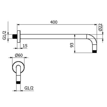 Plumberia Selection IXO Кронштейн для верхнего душа 40см., цвет: белый матовый-1