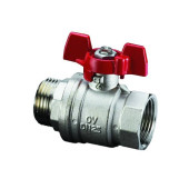 Кран шаровой, Oventrop, Optibal, полнопроходной, DN-32, 1 1/4, НВ, PN, бар-16, ручка-бабочка, латунь, никелированный