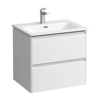 Laufen Palace Комплект мебели 600х450х545 мм., с раковиной Slim, 2 ящика, органайзер для ящика, ручка анодированный алюминий, цвет: белый матовый. 8.6070.2.260.104.1