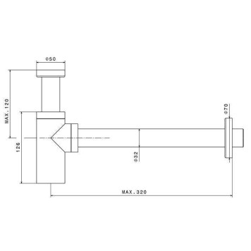 Newform X-STEEL 316 Сифон для раковины под донный клапан, L=300 мм цвет: PVD Brushed copper bronze. 244X.59.067-1