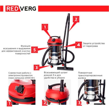 Пылесос REDVERG RD-VC1200S-30S-7