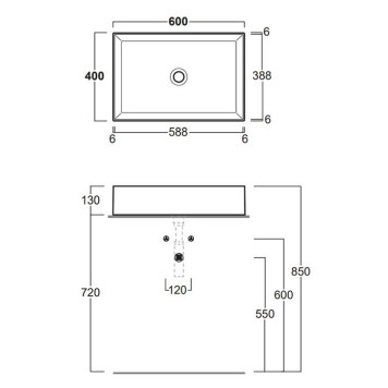 Simas Agile Раковина 60х40см., накладная, без перелива, без отв., цвет: antracite matt-1