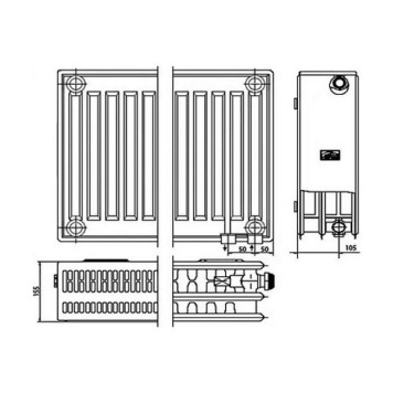 Радиатор стальной панельный Kermi Profil-V FTV 33 200/1200 нижнее правое подключение 2xG3/4. FTV330201201RXK-2