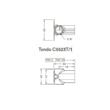 Nicolazzi Unico Встроенная часть для настенного смесителя Tondo 5523T. C5523T/1-1