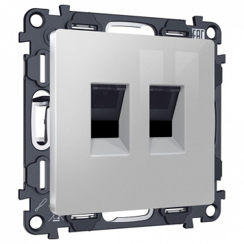 Розетка двойная Ethernet RJ-45 и со шторками, без рамки Ambrella Volt ALFA MA412110