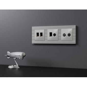 ТВ-розетка и розетка Ethernet RJ-45 без рамки Ambrella Volt ALFA MA412510-1