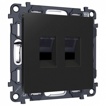 Розетка двойная Ethernet RJ-45 и со шторками, без рамки Ambrella Volt ALFA MA812110