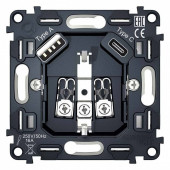 Механизм розетки с заземлением и 2хUSB type A и C Ambrella Volt Quant VM160