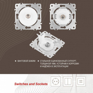 ТВ-розетка без рамки Arte Milano am-202 202.42-1.white-6