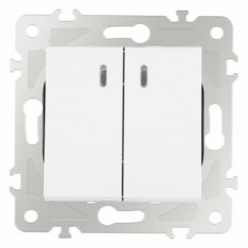 Выключатель двухклавишный с подсветкой без рамки Arte Milano 203 203.31-2.white