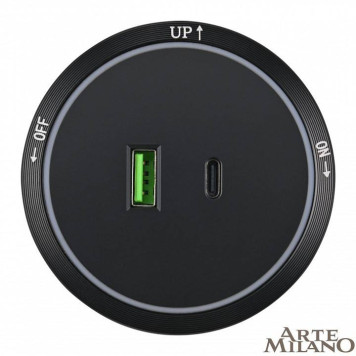 Розетка USB и type C на треке Arte Milano Am-track-sockets 380066TS LED/USB-Type-C Black-2