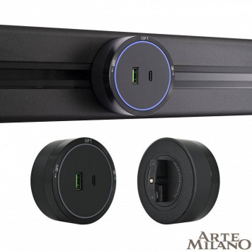 Розетка USB и type C на треке Arte Milano Am-track-sockets 380066TS LED/USB-Type-C Black-5