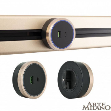 Розетка USB и type C на треке Arte Milano Am-track-sockets 380066TS LED/USB-Type-C Gold-5