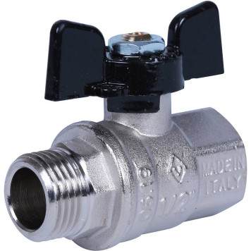 Кран шаровой BUGATTI New Jersey с ручкой-бабочкой, внутренняя наружная резьба 1/2&