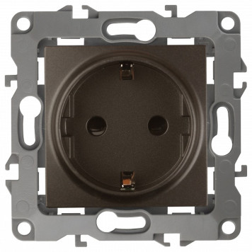 Розетка с заземлением и со шторкой, без рамки Эра Эра 12 12-2102-13