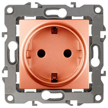 Розетка с заземлением и со шторкой, без рамки Эра Эра 12 12-2102-14