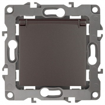 Розетка с заземлением и со шторкой, без рамки с крышкой Эра Эра 12 12-2103-13