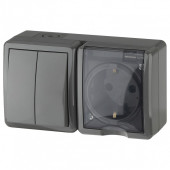 Блок с розеткой и выключателем Эра Эра Эксперт 11-7402-03