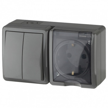 Блок с розеткой и выключателем Эра Эра Эксперт 11-7402-03