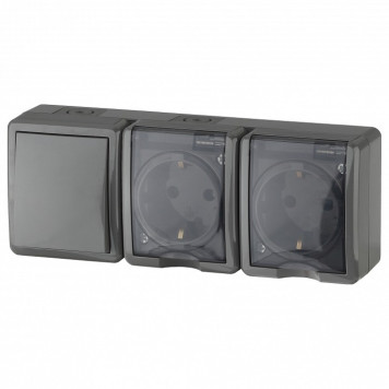 Блок с розеткой и выключателем Эра Эра Эксперт 11-7403-03