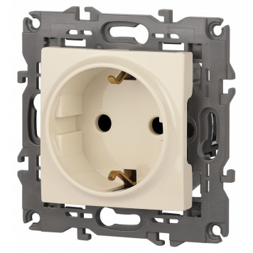 Розетка с заземлением и со шторкой, без рамки Эра Эра Elegance 14-2102-02-3