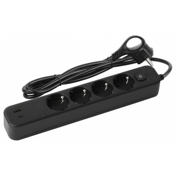 Удлинитель с выключателем Эра USF-4es-1,5m-2xUSBAC-B