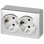 Розетка двойная с заземлением и со шторкой Эра Эра Эксперт 11-2205-03