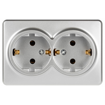 Розетка двойная с заземлением и со шторкой Эра Эра Эксперт 11-2205-03-1