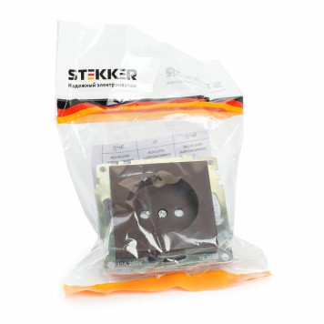 Розетка с заземлением и с шторками Stekker Катрин 49025-3