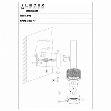 Бра iLedex Delta 2360-1 BK+GRP-4