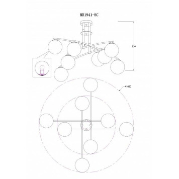 Люстра на штанге MyFar Aerton MR1941-8C-4