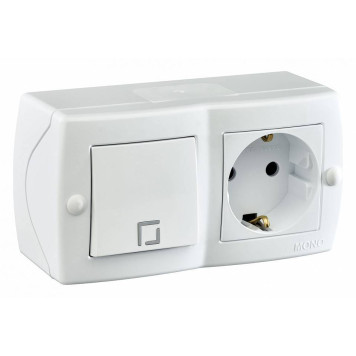 Блок с розеткой и выключателем Mono Electric Octans IP20 104-010101-180