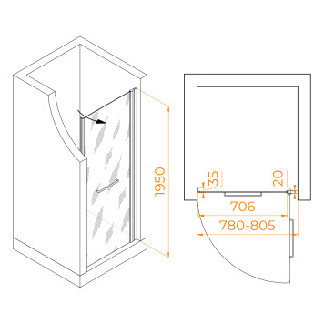 Душевая дверь RGW PA-103B 800-2