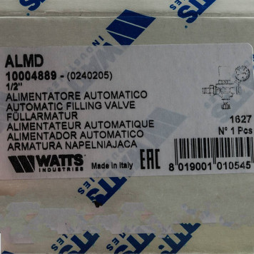 Подпиточный клапан ALIMAT 1/2 с манометром Watts ALMD-7