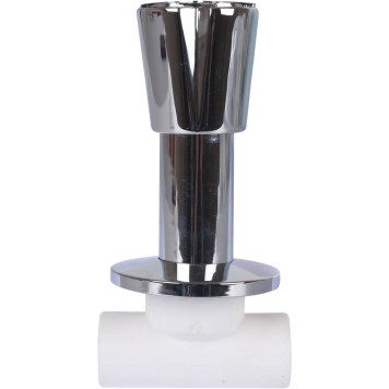 Вентиль Kalde d=20 с хромированной ручкой для полипропиленовых труб под сварку (белый)-2