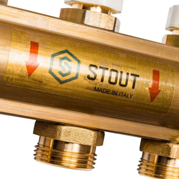 Распределительный коллектор STOUT из латуни без расходомеров на 9 выходов.-4
