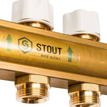 Распределительный коллектор STOUT из латуни без расходомеров на 9 выходов.-5