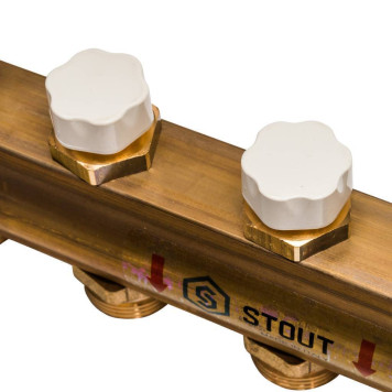 Распределительный коллектор STOUT из латуни без расходомеров на 9 выходов.-7