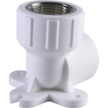 Угольник Политэк 25х3/4 с внутренней резьбой и креплением для полипропиленовых труб под сварку (белый)-3