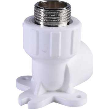 Политэк Угольник 25х3/4 с наружной резьбой для полипропиленовых труб (белый) с креплением под сварку-2