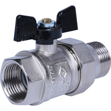Шаровой кран BUGATTI New Jersey с полусгоном 1& (ручка-бабочка) внутренняя-наружная резьба-1