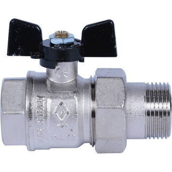 Шаровой кран BUGATTI New Jersey с полусгоном 1& (ручка-бабочка) внутренняя-наружная резьба-2