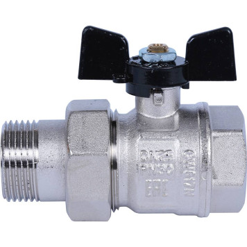 Шаровой кран BUGATTI New Jersey с полусгоном 1& (ручка-бабочка) внутренняя-наружная резьба-3